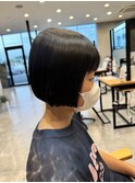 ミニボブ×暗めカラー×切りっぱなし10代20代30代40代艶感