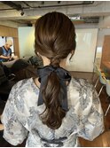 【あきら】ヘアセット結婚式二次会お呼ばれヘアリボンアレンジ