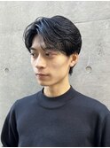 艶センターパートスペインカールフェザーパーマブルーブラック