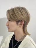 ★メンズ，ハイトーン，ブリーチ，ミルクティーベージュ，ウルフ