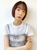 小顔◎暗髪ラベンダー×透明感カラー丸みショートボブp上尾