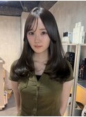 ダークグレージュレイヤーカットシースルーバング髪質改善渋谷