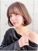 ラテグレージュ顔周りレイヤーボブ韓国巻き結べるレイヤーカット