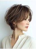 白髪ぼかし脱白髪染め似合わせショートボブ40代50代60代