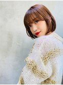 mowen 南堀江 ボブ×ピンクブラウン×艶髪×インナーカラー