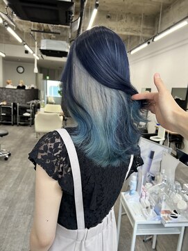 コード 四条河原町駅店(CHORD) インナーカラー/ネイビー、シルバー、水色/京都河原町/髪質改善