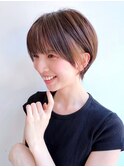 大人ショート丸みマッシュ前髪あり丸顔絶壁K20240727