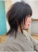くびれウルフカット◎クラゲヘアー/黒髪/ハイレイヤーシャギー