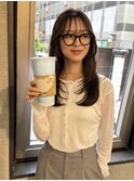 大人レイヤーカット　前髪顔周りレイヤー　9トーンベージュ