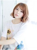 シースルーバングの外ハネカール