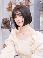 エムスラッシュ アヴェダ 自由が丘(M.SLASH AVEDA)&nbsp;黒髪/アースカラー/小顔/前下がり/ぱっつんボブ/自由が丘