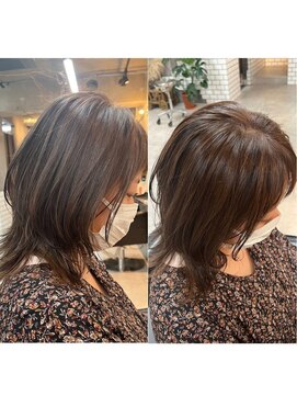 ティダスマイル ふじみ野店(tida smile) 脱白髪染め★白髪ぼかしハイライトミディアムウルフ