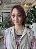 レイヤーボブ　シアーピンクベージュ