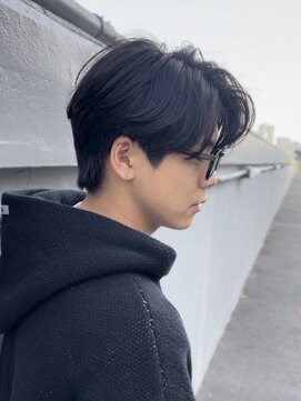 イエローコーン 金沢文庫店(YELLOW CORN) ニュアンスパーマ/センターパート/マッシュ/ダークアッシュ/眉毛