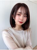小顔効果抜群!ひし形前下がりボブで上品に垢抜け 縮毛矯正