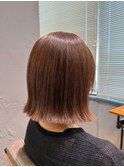 オレンジカラーとボブ