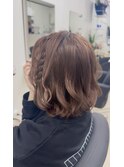 編み込みサイドアレンジ×ボブヘアメイク