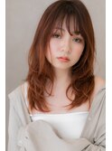 オレンジブラウンラインカラー抜け感ロング303Z大宮10代20代30代
