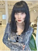 フルバング/ストレートヘア/暗髪/姫カット/ロング/ヘルシー