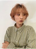 ボブパーマ/ショート/ブリーチ/ピンクベージュ/ハイトーン