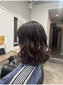 コテ巻きパーマ風グラデーションカラー