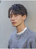 小久保styleフェザーパーマグレーブルーカラー刈り上げショート