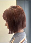 顔周りレイヤーカットグレージュカラーくびれボブベージュカラー