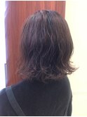 大人可愛いウェーブボブアッシュ赤みブラウン ネオウルフ