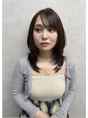 ハッシュカット/暗髪カラー/ミディアムヘア/ブラウン
