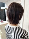 福山人気20代30代外ハネレイヤーくびれボブチョコレートブラウン