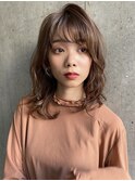 オリーブベージュウェーブミディアムオリーブグレージュ銀座