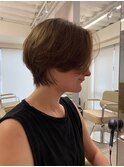 ダークパープルナチュラルショート夏のヘアアレンジ原宿