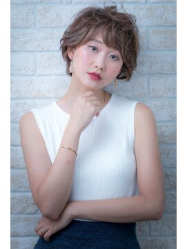 ヘアーアートシフォン 川口東口店(hair art chiffon) ジグザグバング＆３Dカラーのモードなノットヘアミニマムボブ