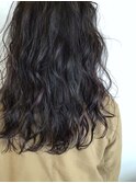 ロングパーマ ラベンダーグレー