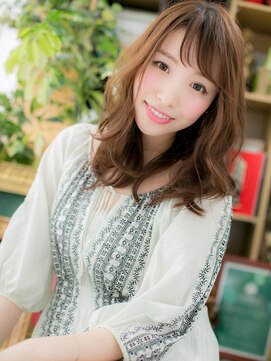 カバーヘア ブリス 上尾西口店(COVER HAIR bliss) ココアベージュ斜めバングくせ毛風くびれヘア20代30代40代