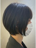 20代30代40代暗髪前下がり丸みショートボブ◎