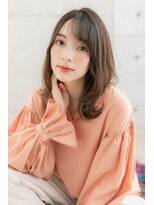ミック ヘアアンドメイク アップ 駒込店(miq Hair&Make up)&nbsp;外ハネカール×斜めバングアッシュミルクティーふわミディc1