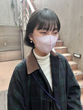 ジェノ(JENO by apish) 黒髪/グレーベージュ/レイヤーロング/前髪パーマ