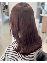 ジエクトカナウ 大阪梅田店(The Ect canow) 小顔カット20代30代くびれヘアボルドーカラーワインレッド