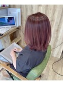 ツヤ感ピンクカラー切りっぱなしボブ可愛い【カミケンネクスト】
