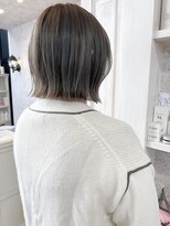 キャアリー(Caary)&nbsp;福山市美容室Caary高発色透明感グレージュカラーぱつんとボブ