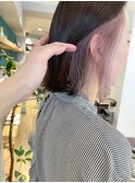 【堀惠】インナーカラーイヤリングカラーラベンダーピンク