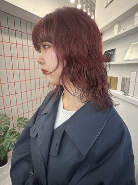 ペレ 栄店(PELE) デザインカラー/レイヤーカット/ウェットヘア/オリーブベージュ