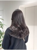ロング/ラベンダーグレージュ/かきあげ前髪/透明感カラー