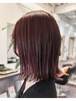 ラレイ ハラジュク(Lalei harajuku)&nbsp;【白石】ブリーチなしワインレッド外ハネボブ暖色艶カラー原宿