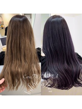 カラ フクオカ(Cara FUKUOKA) ディープラベンダーカラー《髪質改善うる艶水素カラー＋カット》