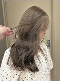 ブリーチなしグレージュヘーゼルベージュミディアムレイヤー春
