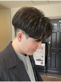 ニュアンスパーマセンターパート韓国風センター分け毛流れパーマ
