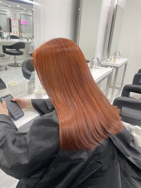 オレンジブラウン【ブリーチなしダブルカラー+髪質改善】