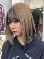 ロア 福岡天神本店(LORE)&nbsp;ダブルカラーミルクティーベージュカラーケアブリーチミニボブ